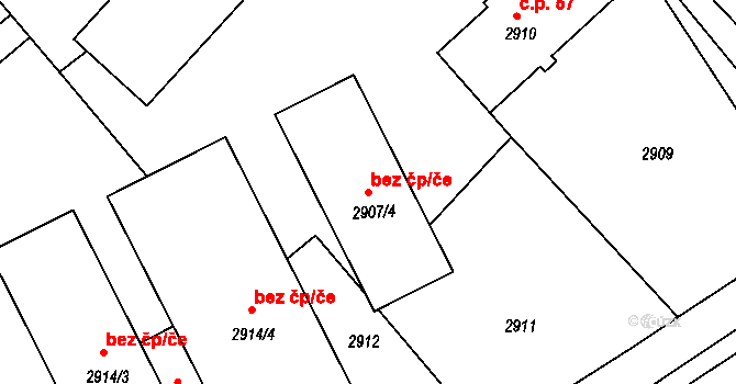 Sviadnov 40338681 na parcele st. 2907/4 v KÚ Sviadnov, Katastrální mapa