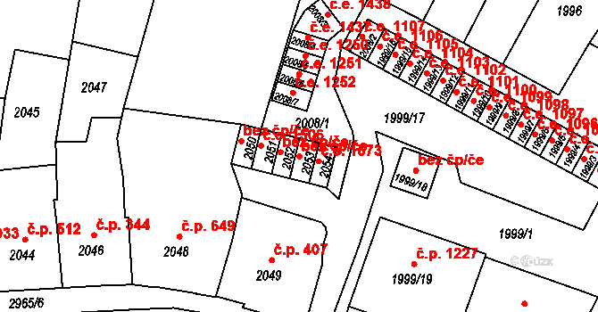Děčín 40683681 na parcele st. 2053 v KÚ Děčín, Katastrální mapa