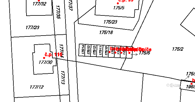 Číčenice 40697681 na parcele st. 175/11 v KÚ Číčenice, Katastrální mapa