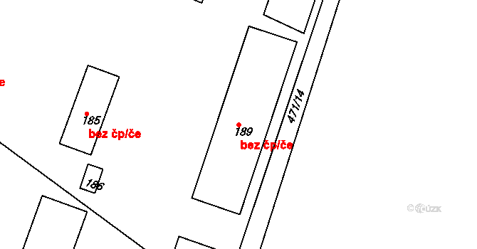 Bohušovice nad Ohří 41102681 na parcele st. 189 v KÚ Hrdly, Katastrální mapa