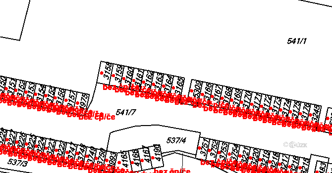 Třebíč 44134681 na parcele st. 3164 v KÚ Třebíč, Katastrální mapa