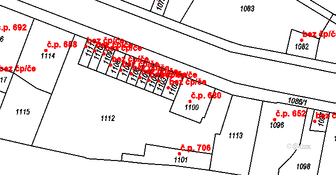 Kladno 44406681 na parcele st. 1102 v KÚ Motyčín, Katastrální mapa