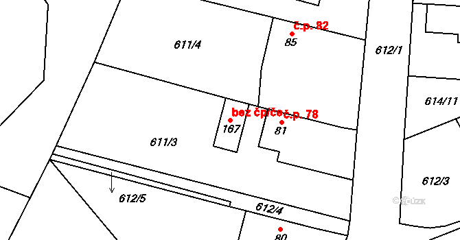 Humpolec 45277681 na parcele st. 167 v KÚ Krasoňov, Katastrální mapa