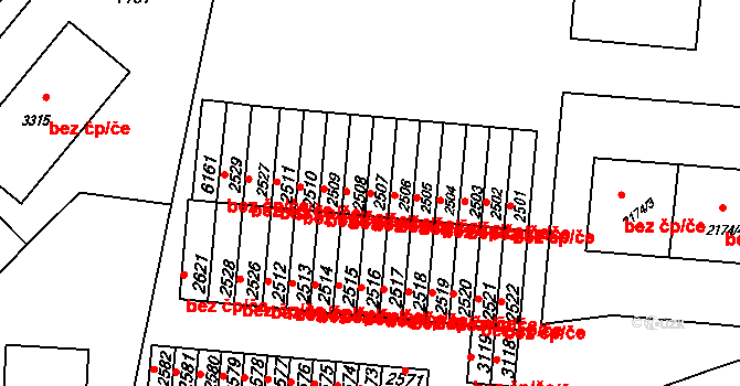 Rožnov pod Radhoštěm 45679681 na parcele st. 2507 v KÚ Rožnov pod Radhoštěm, Katastrální mapa