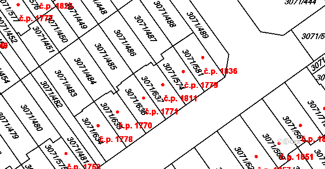 Hlučín 1811 na parcele st. 3071/637 v KÚ Hlučín, Katastrální mapa