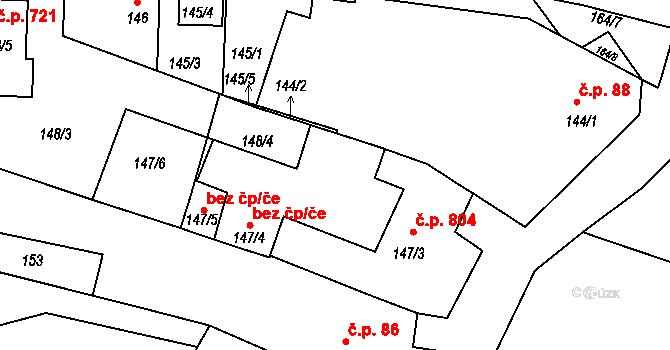 Střelice 46049681 na parcele st. 147/4 v KÚ Střelice u Brna, Katastrální mapa