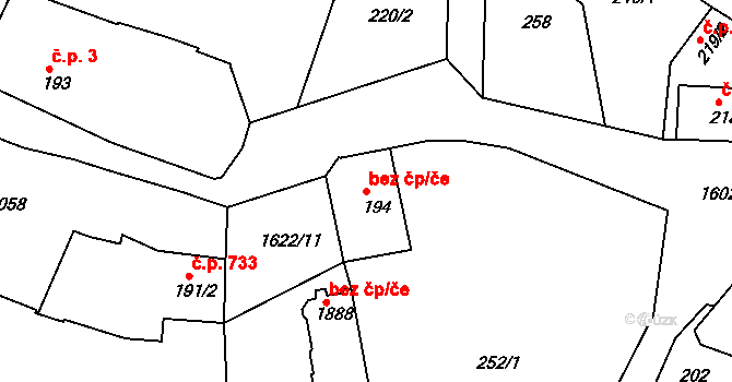 Milevsko 46200681 na parcele st. 194 v KÚ Milevsko, Katastrální mapa