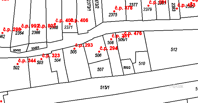 Vlčnov 294 na parcele st. 506 v KÚ Vlčnov, Katastrální mapa