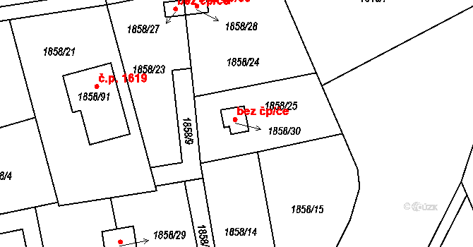 Praha 46863681 na parcele st. 1858/30 v KÚ Uhříněves, Katastrální mapa