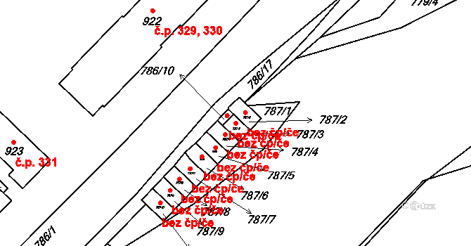 Komárov 48879681 na parcele st. 787/3 v KÚ Komárov u Hořovic, Katastrální mapa