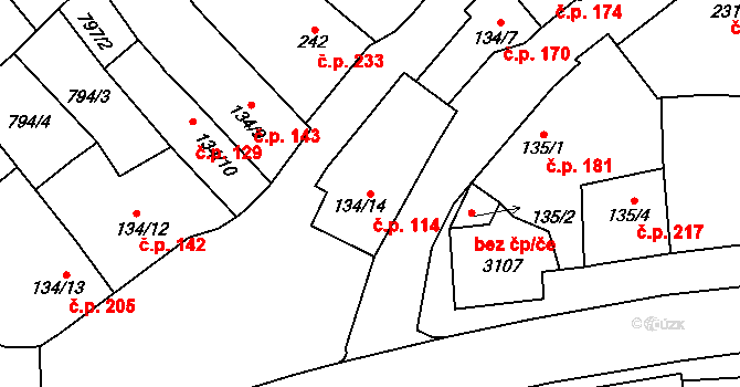 Zlechov 114 na parcele st. 134/14 v KÚ Zlechov, Katastrální mapa