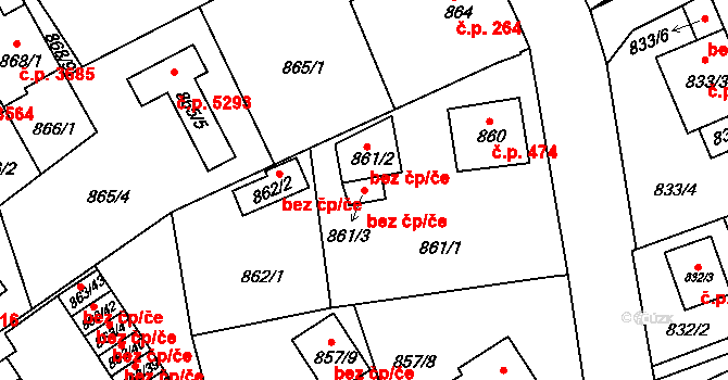 Jablonec nad Nisou 50087681 na parcele st. 861/3 v KÚ Mšeno nad Nisou, Katastrální mapa