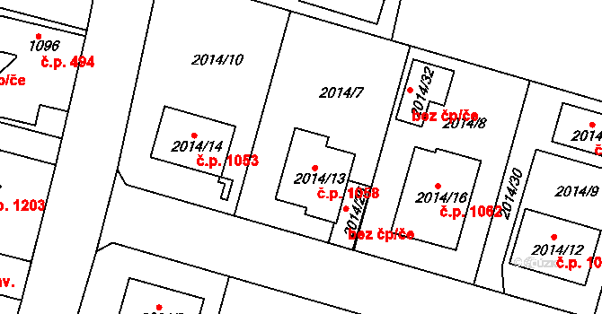 Nýřany 1058 na parcele st. 2014/13 v KÚ Nýřany, Katastrální mapa