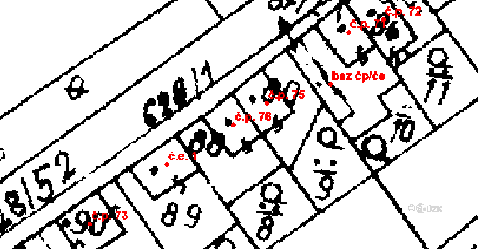 Jemníky 76 na parcele st. 88 v KÚ Jemníky, Katastrální mapa