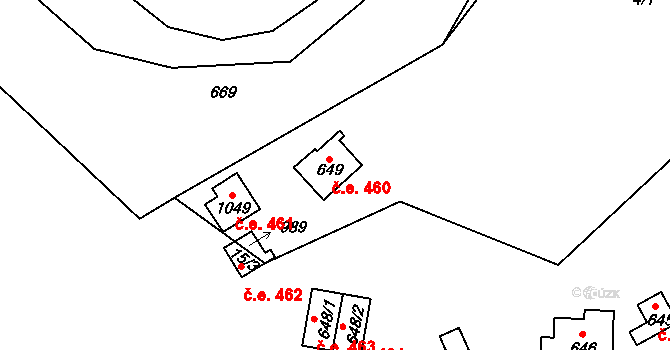 Davle 460 na parcele st. 649 v KÚ Davle, Katastrální mapa