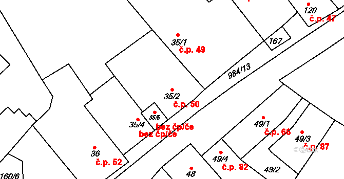 Tučapy 50 na parcele st. 35/2 v KÚ Tučapy u Soběslavi, Katastrální mapa