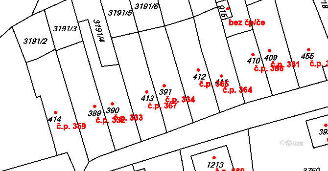 Mýto 334 na parcele st. 391 v KÚ Mýto v Čechách, Katastrální mapa