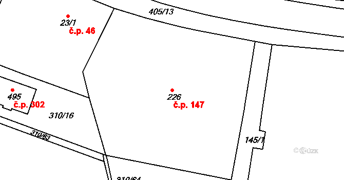 Malá Skalice 147, Česká Skalice na parcele st. 226 v KÚ Malá Skalice, Katastrální mapa
