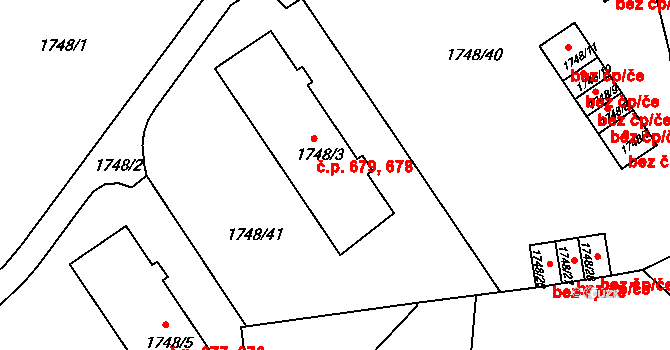Pražské Předměstí 678,679, Jaroměř na parcele st. 1748/3 v KÚ Jaroměř, Katastrální mapa