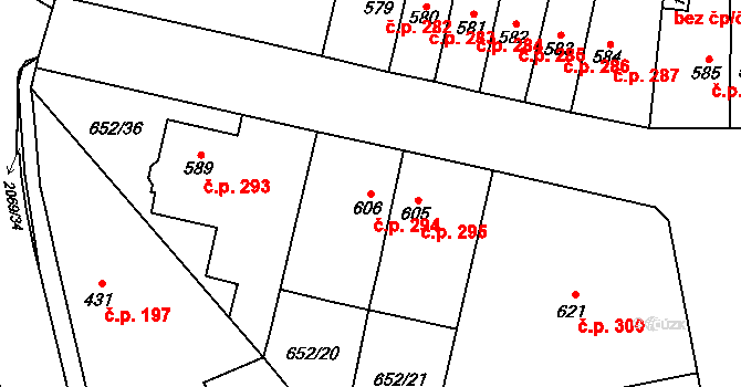 Nové Město nad Metují 294 na parcele st. 606 v KÚ Nové Město nad Metují, Katastrální mapa