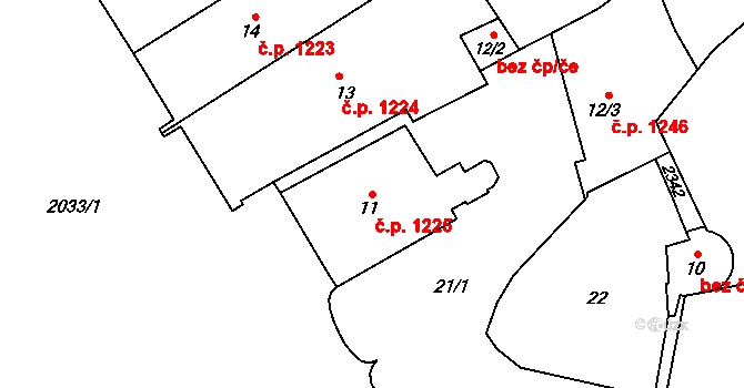 Nové Město nad Metují 1225 na parcele st. 11 v KÚ Nové Město nad Metují, Katastrální mapa