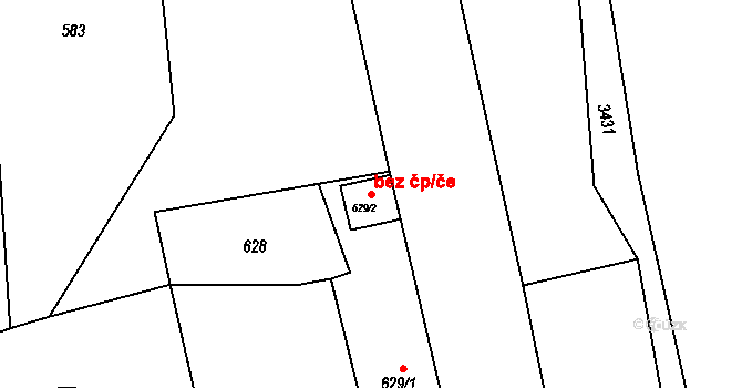 Hodkovice nad Mohelkou 78960681 na parcele st. 629/2 v KÚ Záskalí, Katastrální mapa