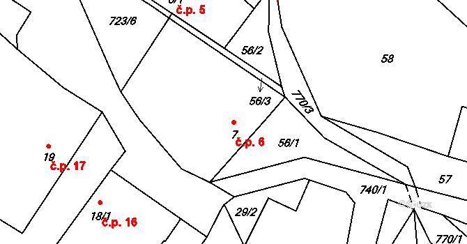 Vodice 6, Lhenice na parcele st. 7 v KÚ Vodice u Lhenic, Katastrální mapa