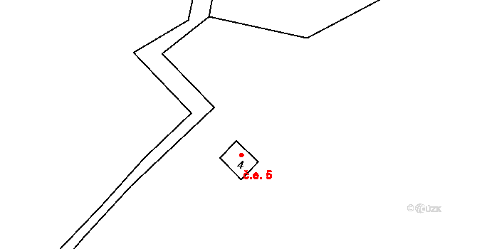 Světlík 5 na parcele st. 4 v KÚ Dvořetín, Katastrální mapa
