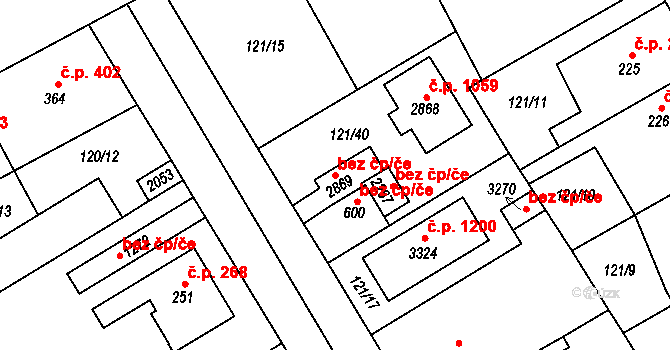 Hradec Králové 88321681 na parcele st. 2869 v KÚ Slezské Předměstí, Katastrální mapa