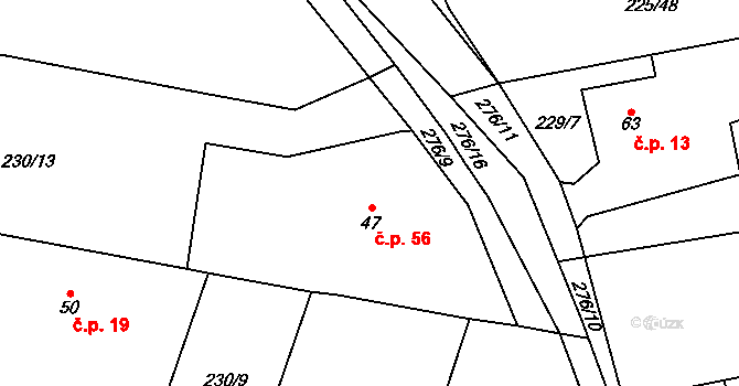 Nebílovský Borek 56, Štěnovický Borek na parcele st. 47 v KÚ Nebílovský Borek, Katastrální mapa