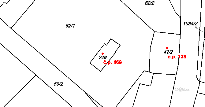 Petrovice 169, Jablonné v Podještědí na parcele st. 249 v KÚ Petrovice v Lužických horách, Katastrální mapa