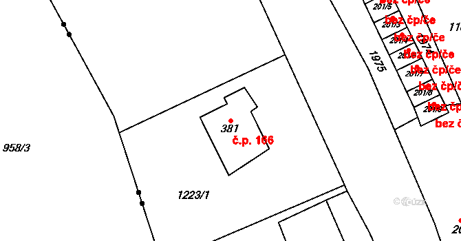 Libeč 166, Trutnov na parcele st. 381 v KÚ Libeč, Katastrální mapa