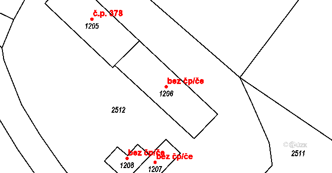 Zbraslavice 93458681 na parcele st. 1206 v KÚ Zbraslavice, Katastrální mapa