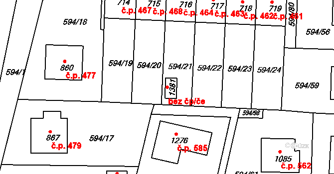 Nepomuk 94662681 na parcele st. 1381 v KÚ Nepomuk, Katastrální mapa