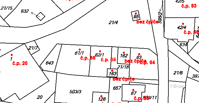 Termesivy 65, Havlíčkův Brod na parcele st. 62/1 v KÚ Termesivy, Katastrální mapa