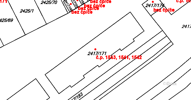 Rychnov nad Kněžnou 1542 na parcele st. 2417/171 v KÚ Rychnov nad Kněžnou, Katastrální mapa
