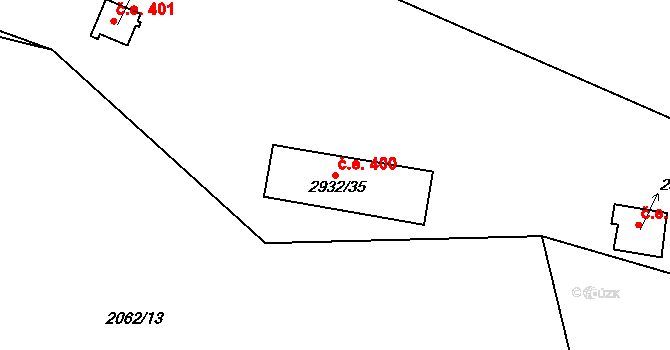 Lančov 400 na parcele st. 2932/35 v KÚ Lančov, Katastrální mapa