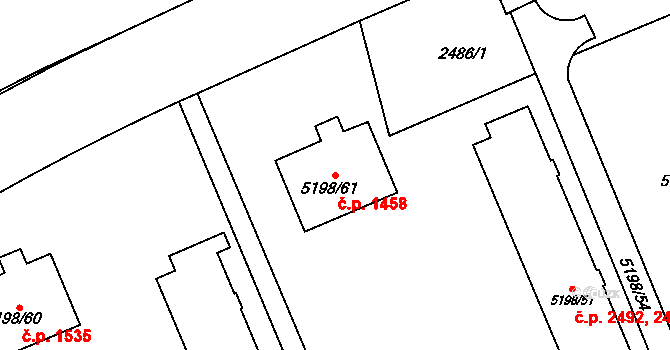 Přerov I-Město 1458, Přerov na parcele st. 5198/61 v KÚ Přerov, Katastrální mapa