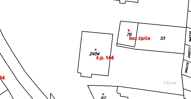 Kyjov 144 na parcele st. 2404 v KÚ Kyjov, Katastrální mapa