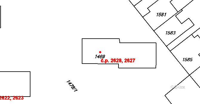 Kročehlavy 2627,2628, Kladno na parcele st. 1469 v KÚ Kročehlavy, Katastrální mapa