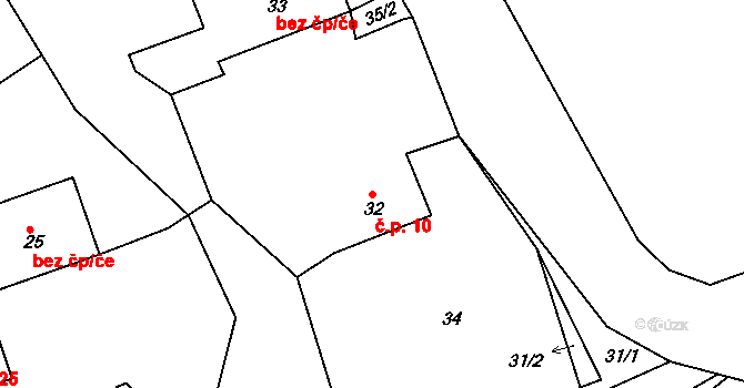 Chotíkov 10, Kynšperk nad Ohří na parcele st. 32 v KÚ Chotíkov u Kynšperka nad Ohří, Katastrální mapa