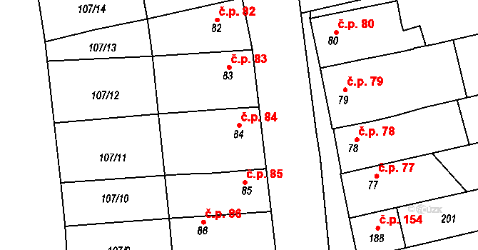 Lípy 84, Slatinice na parcele st. 84 v KÚ Lípy, Katastrální mapa