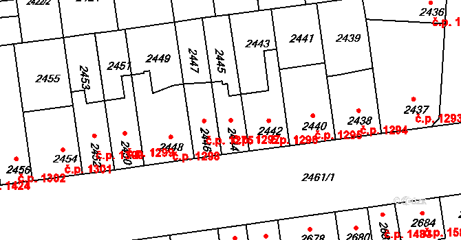 Líšeň 1297, Brno na parcele st. 2444 v KÚ Líšeň, Katastrální mapa