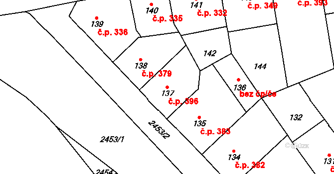 Vršovice 396, Praha na parcele st. 137 v KÚ Vršovice, Katastrální mapa