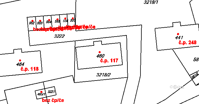 Chotěvice 117 na parcele st. 460 v KÚ Chotěvice, Katastrální mapa