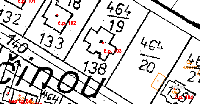 Jindice 103, Rašovice na parcele st. 138 v KÚ Jindice, Katastrální mapa