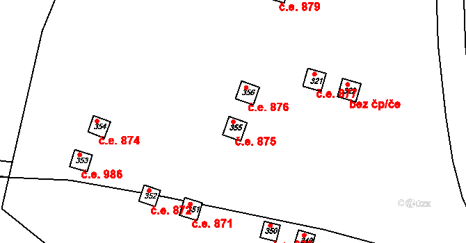 Štětí 875 na parcele st. 355 v KÚ Štětí II, Katastrální mapa