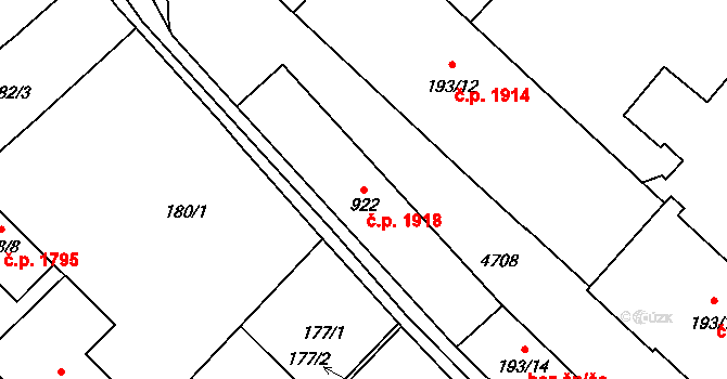 Frenštát pod Radhoštěm 1918 na parcele st. 922 v KÚ Frenštát pod Radhoštěm, Katastrální mapa