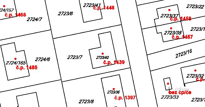 Kylešovice 1439, Opava na parcele st. 2723/40 v KÚ Kylešovice, Katastrální mapa
