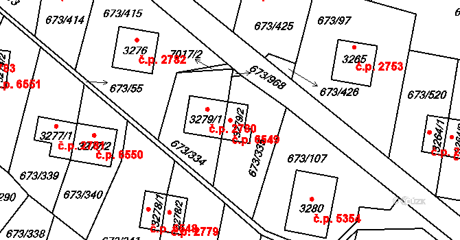 Zlín 6549 na parcele st. 3279/2 v KÚ Zlín, Katastrální mapa